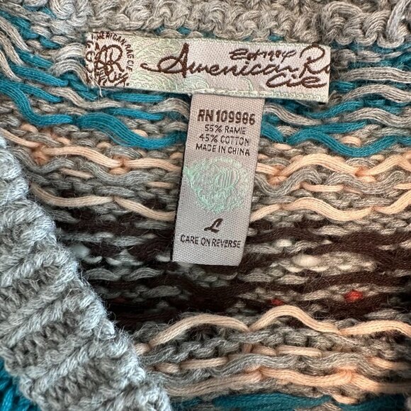 American Rag Beaded Fair Isle Sweater Vest – Size L – Gray w/ Turquoise Accents - Picture 5 of 5